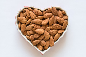 Raw Almonds in a Heart Shape