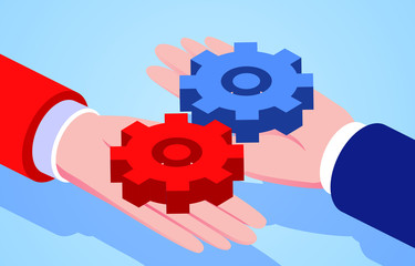 Perfect fit of two gears, perfect teamwork