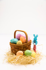 Easter eggs in  basket