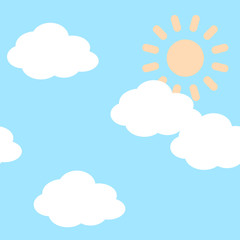 雲　シームレスパターン　太陽
