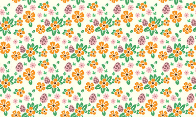 Cute of Easter egg pattern background, with seamless leaf and flower design.