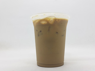Coffee Drinks Beverages Transparent Plastic Glass Packaging for Take Away Services in White Isolated Background