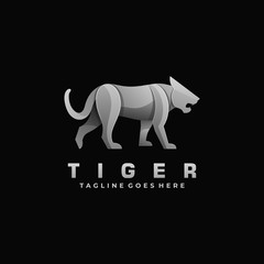 Vector Logo Illustration Tiger Walking Gradient Colorful Style