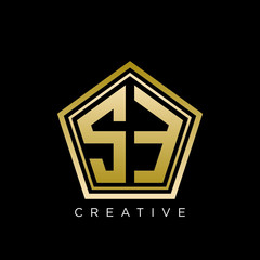 se pentagon logo design vector icon