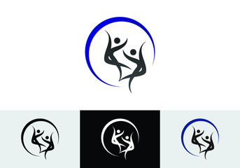 Abstract figures dancing in a circle representing community and movement