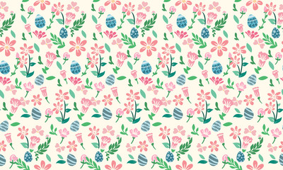 Easter egg pattern background, with vintage design of leaf and floral.