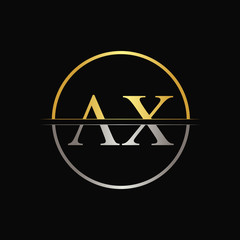 Initial Circle AX Letter With Modern Typography Vector Template. Creative Abstract Letter AX Logo Design
