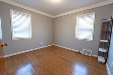 new blinds have been installed and crown moulding has been painted