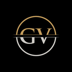 GV letter Type Logo Design vector Template. Initial Letter GV logo Design
