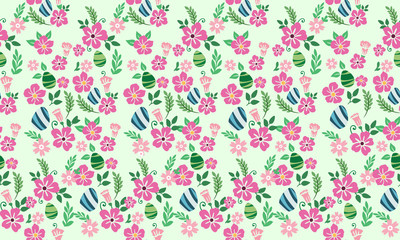 Elegant rose flower pattern background for Easter, with egg and flower design.