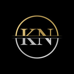 Initial KN letter Logo Design vector Illustration. Abstract Letter KN logo Design