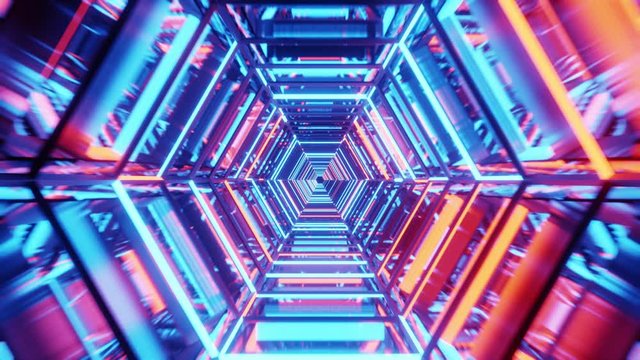 Tunnel in space ship, technology and futuristic concept
