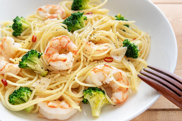 海老とブロッコリーのパスタ