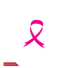 Pink ribbon icon vector logo design template
