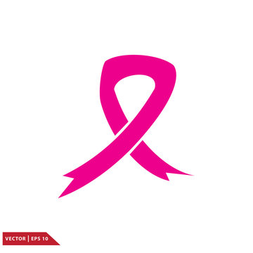 Pink ribbon icon vector logo design template