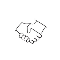 hand drawn handshake illustration with doodle style vector isolated