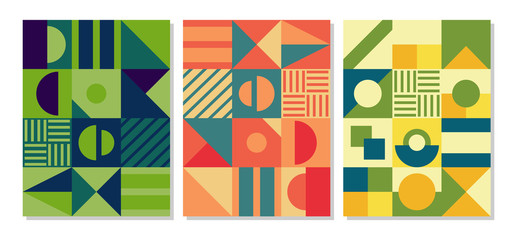 Retro Swiss graphic modernism, cover, poster with geometric shapes. Vector illustration