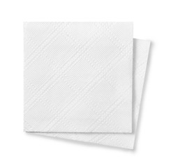 White napkins isolated on white background. Top view.