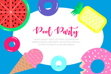 Vector illustration. Party Pool in the Summer season banner design background  K