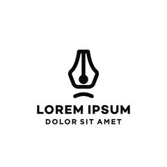 fountain pen nib and a bulb writer logo idea icon design illustration 