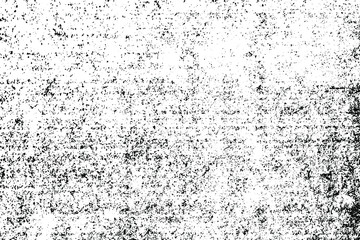 Grunge texture of an old damaged surface with halftone, noise, spots and grit. Horizontal monochrome background of blank vintage aged paper. Overlay template. Vector illustration