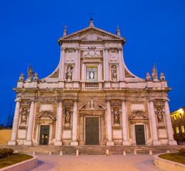Fototapeta na wymiar Ravenna - The church Basilica di Santa Maria del Porto at dusk.