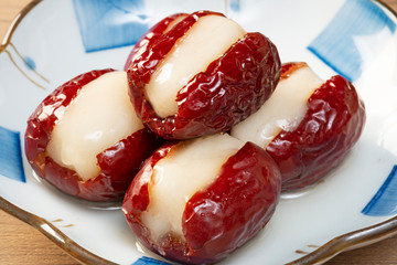 Taiwan delicious dessert - Xin Tai Ruan (red dates stuffed with sticky rice cake)