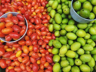red & green fruit, ma-lod thailand fruit, Elaeagnus latifolia fruits