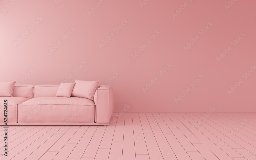 Poster Mock up of pink sofa on plain background,minimal concept, 3D rendering.
