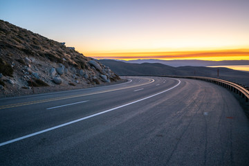 high way in the sunrise