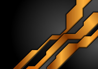 Black and bronze abstract technology background. Vector design