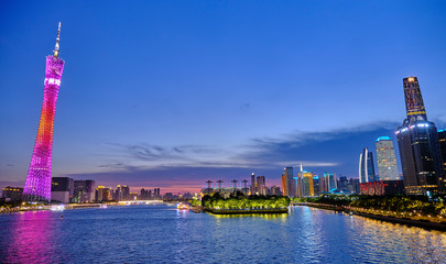 Night view of Pearl River in Guangzhou,china