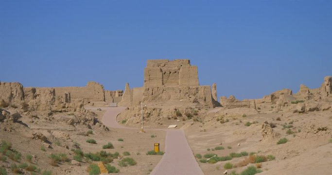 Landscape view of the Ruins of Jiaohe in Xinjiang Province China.