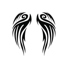 Tribal tattoo wings, black wings isolated design.