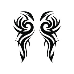 Tribal tattoo design, wings tattoo isolated design.