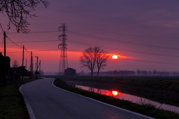 panorama alba in campagna veneta