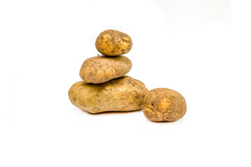 Fototapeta na wymiar Potato tubers close-up on a white background.