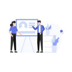 designers research, create and present websites and app vector illustration