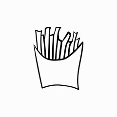 Potato fries doodle icon. Drawing by hand. Vector illustration.