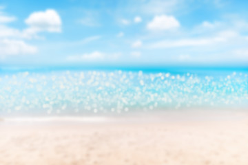 Background, empty beach, horizon with sky and white sand beach. Background image. Travel and holiday ideas