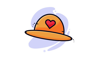 Love Hat Icon Illustration. Vector Illustration. Flat Cartoon Style Ready to use for Website Page, Mobile App Presentation, Flyer, Banner, Wallpaper, Sticker, Name Card, Background and more