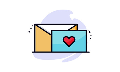 Fototapeta premium Open message for love Icon Illustration. Vector Illustration. Flat Cartoon Style Ready to use for Website Page, Mobile App Presentation, Flyer, Banner, Wallpaper, Sticker, Name Card, Background