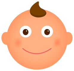 Cartoon baby face emoticon vector illustration / smiling