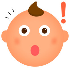 Cartoon baby face emoticon vector illustration / surprised