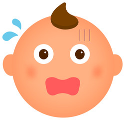 Cartoon baby face emoticon vector illustration / upset, impatience