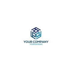 P Blue Cube Logo Design Vector