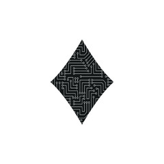 Diamond Playing Card Icon Electronic Circuit Concept. Electronic Circuit Diamond on a plate black icon. Isolated thumbprint and Electronic Circuit Diamond on a plate black icon line style.