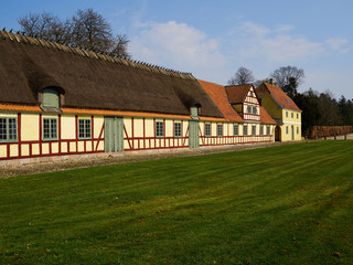 Fototapeta na wymiar Traditional old classic Danish country farm house Denmark