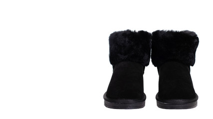 Black leather female shoes. Isolated on white.