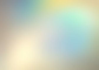 Beige blue green yellow pastel gradient. Interactive iridescent blurry background. Clear holographic texture.